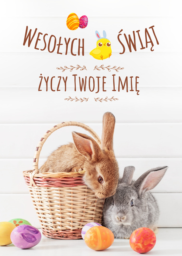 Wielkanocna kartka z królikami